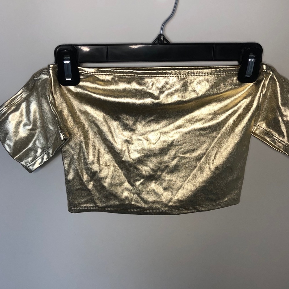 Forever 21 Gold Shiny Crop Top